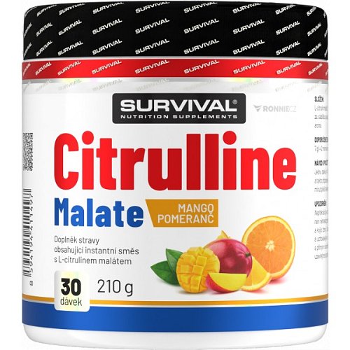 Survival Citrulline Malate - 210 g, mango-pomeranč