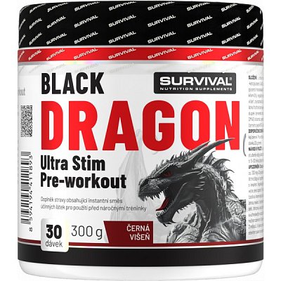 Survival Black Dragon Ultra Stim Pre-workout - 300 g, černá višeň