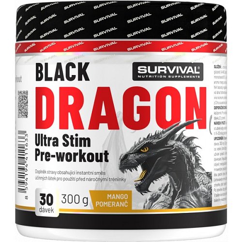 Survival Black Dragon Ultra Stim Pre-workout - 300 g, mango-pomeranč
