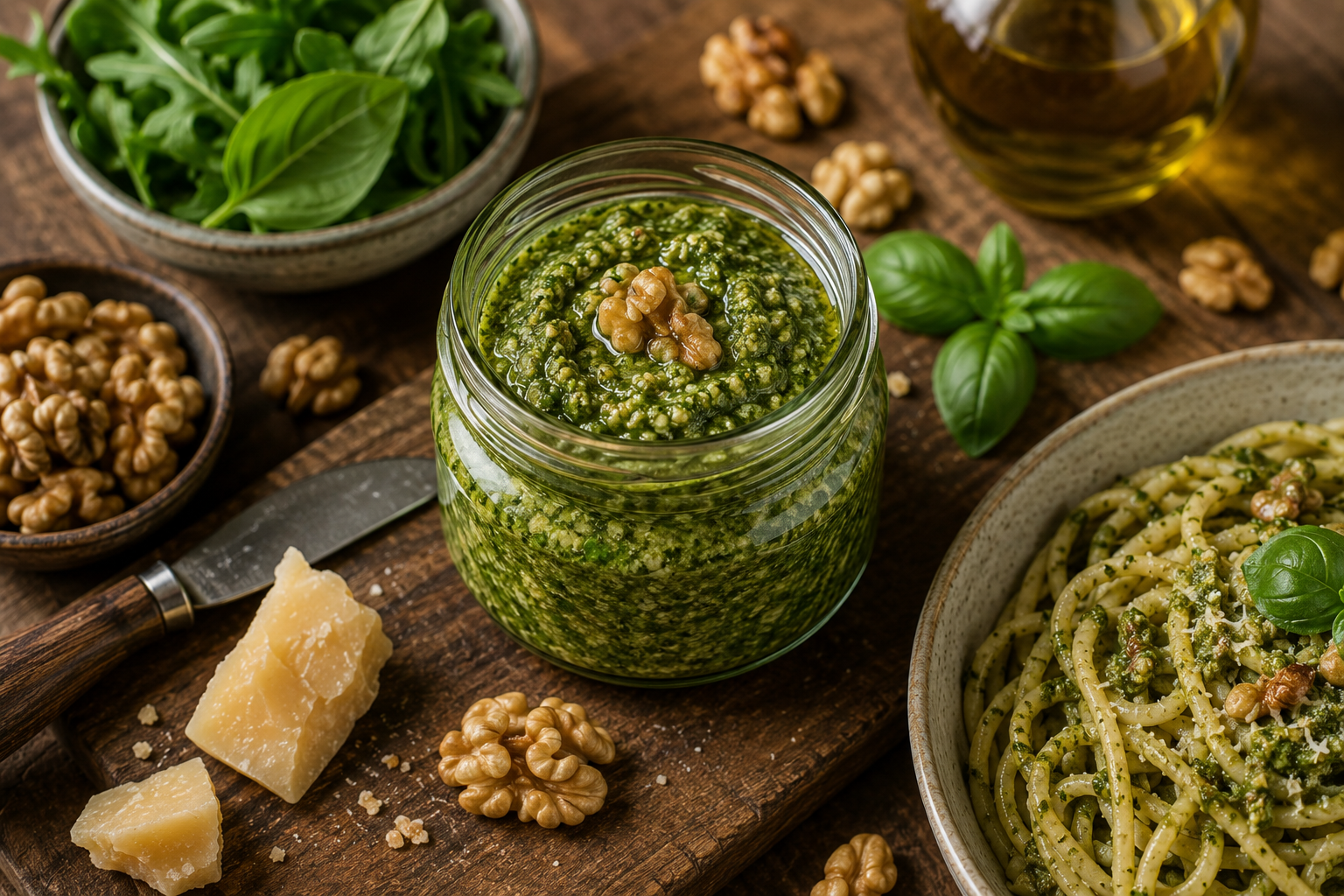 Pesto z vlašských ořechů: jak ho uvařit, proč je lepší než klasické a kde ho použít
